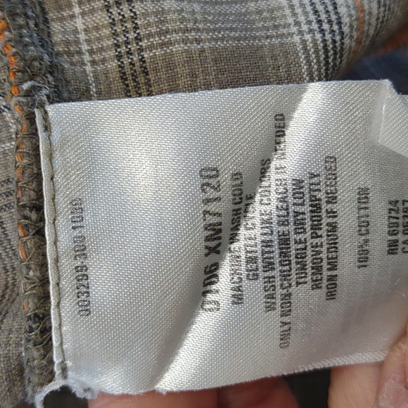 Men's Columbia Cotton SS Button Up Brown / Orange Plaid Lightweight Shirt 2XL - Picture 11 of 12